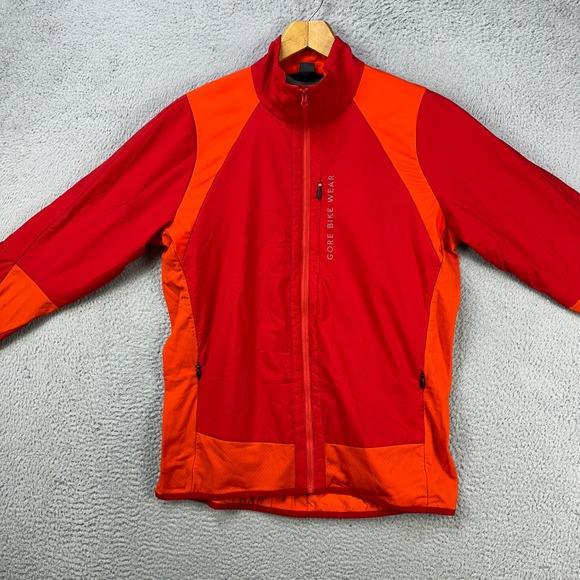 Gore Bike Wear Windstopper Cycling Jacket XXL Red Orange Lightweight Mens